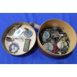 Collection of military badges and buttons, officers pips, enamel sweetheart brooches,