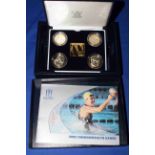 Royal Mint 2002 Commonwealth Games silver proof four coin set with gold plated silver inner disc,