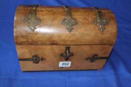 Victorian brass mounted walnut dome top box.