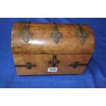 Victorian brass mounted walnut dome top box.