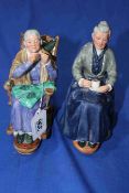 Two Royal Doulton figures, A Stitch in Time and The Cup of Tea.