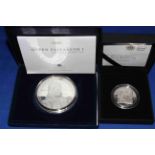 2008 Queen Elizabeth I silver proof 5oz Cook Islands and a Royal Mint 2008 Elizabeth I UK £5 coin