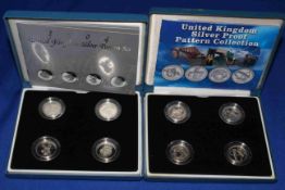 Royal Mint 2003 and 2004 United Kingdom silver proof pattern set with COAs and in presentation