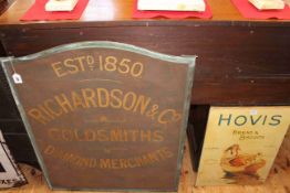 Two vintage Richardson Goldsmiths Mesh signs and two adverts on board (4).