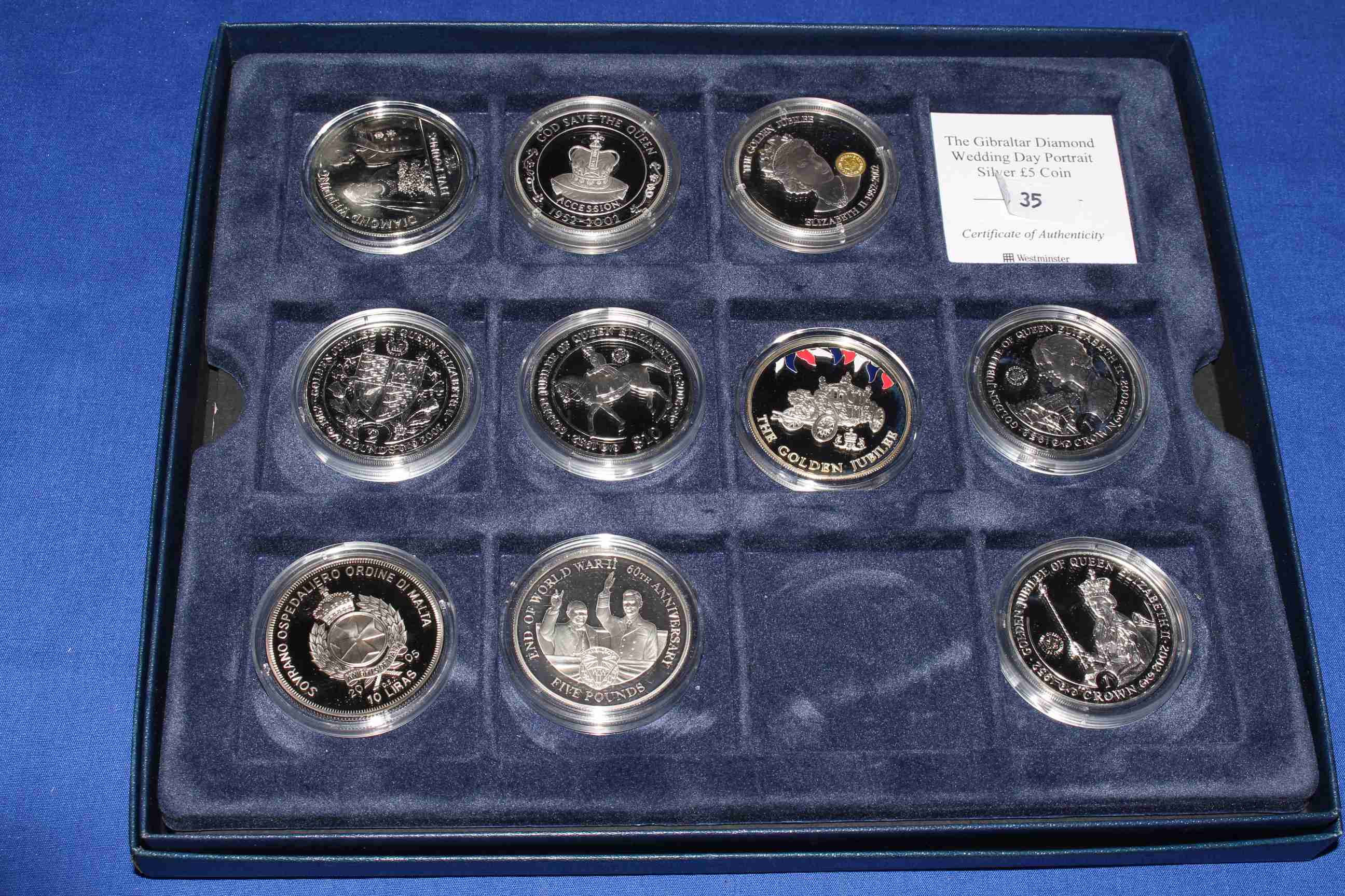 Two tray boxes of Westminster silver capsulated and uncirculated coins depicting royal heads, - Image 2 of 2