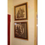 Pair gilt framed Asian pictures.