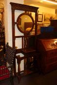 Early 20th century walnut mirror back hallstand.