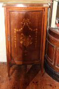 Edwardian inlaid mahogany bow front music cabinet, 107cm by 51.5cm.