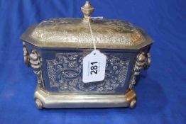 Silver plated Islamic casket, marked to base, 21cm across.