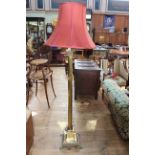 Brass corinthian column standard lamp and shade, 167cm (including shade).