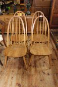 Set of four Ercol Windsor Quaker back dining chairs.