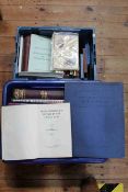 Two boxes of books including Middlesbrough's Efforts in the Great War, local history interest,