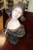 Dutch girl bust, signed Noelson, 57cm.