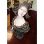 Dutch girl bust, signed Noelson, 57cm.