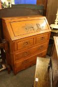 Carved Oriental hardwood four drawer bureau.