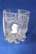 Baccarat crystal beaker with sulphide cameo of Napoleon.