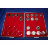 Coin case housing silver proof coins capsulated, including 1836 William IV, 2007 Canada 1oz, 1998,
