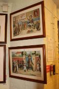 Pair framed Louis Wain prints and two unframed (4).