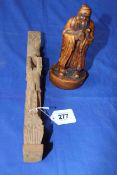 Carved wood elder, and temple dog (2).