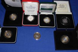 Collection of piedfort and silver proof coins including 2009 Charles Darwin £2 proof,