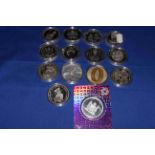 Collection of one ounce (1oz) capsulated silver proof and uncirculated worldwide coins,