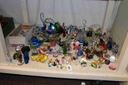 Coloured glass and crystal animal ornaments including Phoenician Malta, Mdina glass, etc.