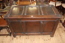 Antique jointed oak coffer, 71cm by 112cm.