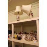 Masons Mandalay lamps with shades, jugs, vase, saucers, Ironstone, commemorative ware, Torquay ware,