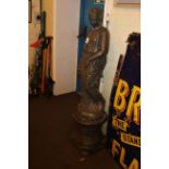 Bronzed effect classical garden figure on pedestal, 141cm high (including pedestal).