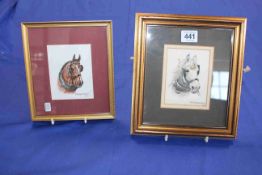 D.M. & E.M. Alderson, Two Horse Head Studies, watercolours, both signed and dated 86 & 80, 10.