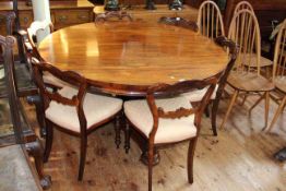 Victorian circular rosewood loo table on turned pedestal to inverted triform base, 136cm diameter,