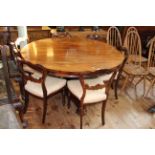 Victorian circular rosewood loo table on turned pedestal to inverted triform base, 136cm diameter,