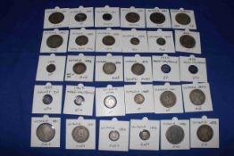 Approximately 120 young to old head Queen Victoria silver coins (some are copper coins),