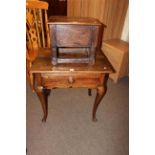 Jointed oak box stool and jointed oak lowboy.