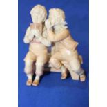 Royal Worcester Hadley fairing of two boys on school bench, 10cm.