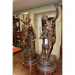 Pair large Victorian spelter figures, Commerce, after Ch. Levy, 66cm.