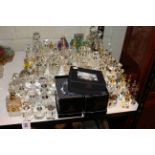 Collection of cut crystal scent and perfume bottles.