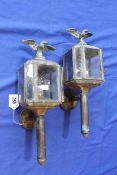 Pair of electrified brass coach lamps.