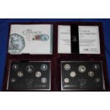 Two Royal Mint 1996 UK Silver Anniversary collection and a 2008 UK Royal Shield of Arms silver