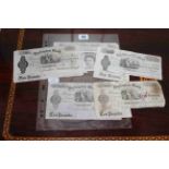 Five Jonathan Backhouse white bank notes including Durham (cut-used) £5 1891 CW 663,