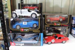 Collection of Burago Diecast toy cars including Bugatti, Dodge Viper, Alfa Romeo, Jaguar, Lancia,