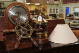 Marine inspired barometer and table lamp, 36cm to top of barometer.