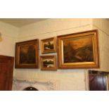 Two pairs of 19th Century landscape oils, framed.
