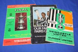 Two Newcastle football programmed; May 1974 FA Cup and October 1969 Fairs Cup;
