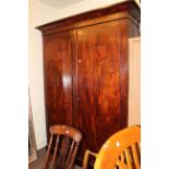 19th Century mahogany double door wardrobe, 226cm by 167cm.