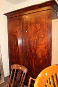 19th Century mahogany double door wardrobe, 226cm by 167cm.