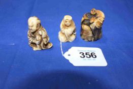 Three Japanese ivory and bone netsuke.