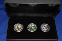 Australian Outback coloured silver coin collection including 2014 Kangaroo, Koala and Kookaburra,