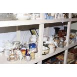 Shelf collection of Stoneware, Oriental wares, Doulton Lambeth, Hornsea, Wedgwood, etc.