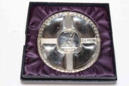 Silver Britannia dish 1694-1994, boxed.